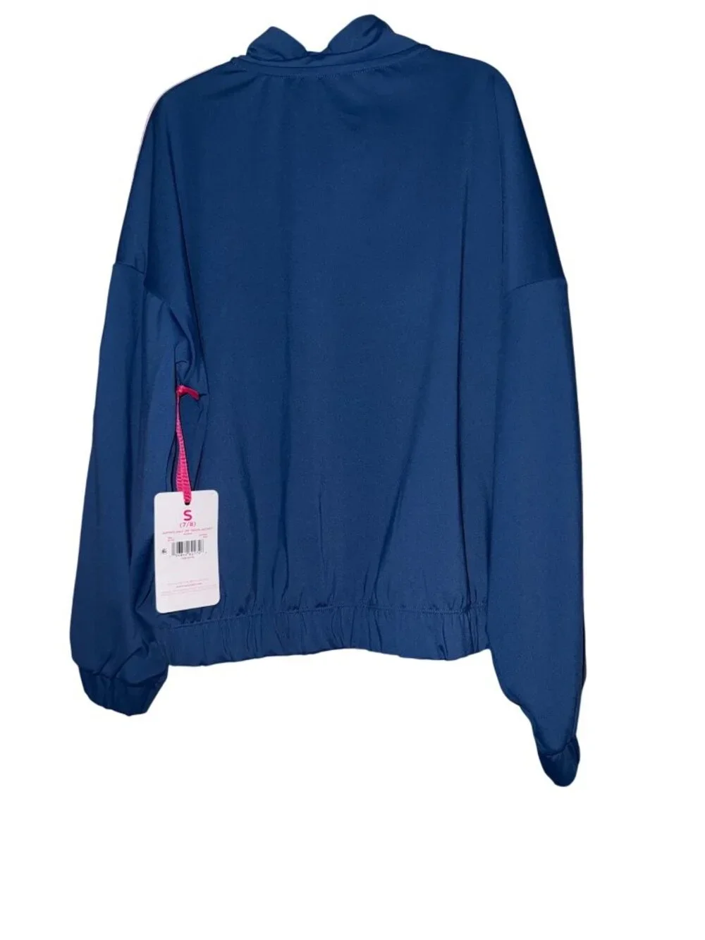 Justice Girls Blue Half-Zip Pullover With Pink Stripe Accents Size Small (7/8)
